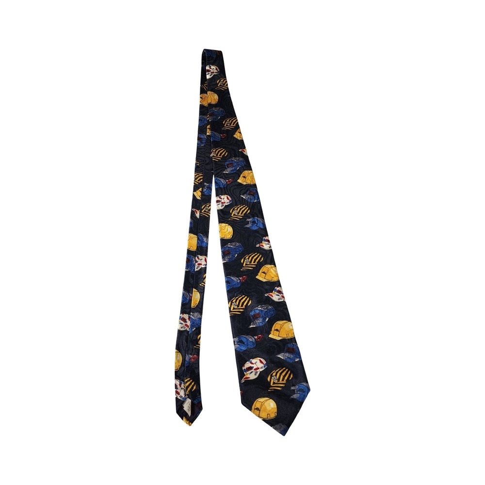 Home Improvement Tim's Work Hard Hat Tie‎ Navy Polyester Men's Necktie